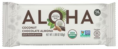 Aloha Coconut Chocolate Almond Protein Bar, Plant Based, Non GMO, 1.98 Ounces (Pack Of 12)
