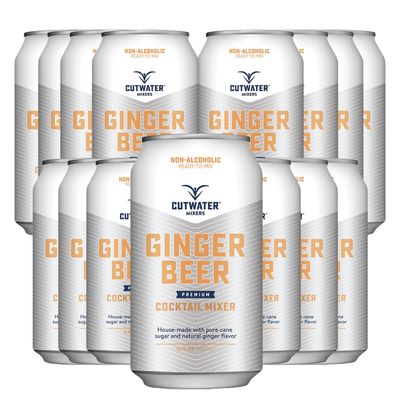 Cutwater Non-Alcoholic Ginger Beer 15 Pack - 12oz Cans - 110 Calories Fat-Free - Soda Mixer for Moscow Mule, Dark n Stormy