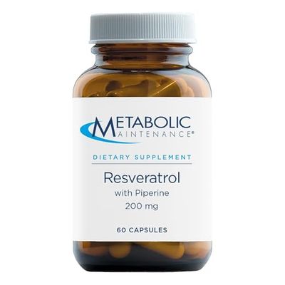 Metabolic Maintenance Resveratrol with Piperine for Superior Absorption - Antioxidant Cardiovascular Support Supplement, No Fillers (60 Capsules)