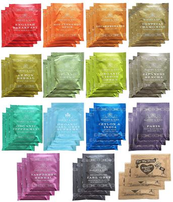 Harney Sons Assorted Tea Bag Sampler Bundle 42 Count With Honey Crystal Packs Great for Birthday, Hostess and Co-worker Gifts, Tea Set Gifts, Tea Variety Pack