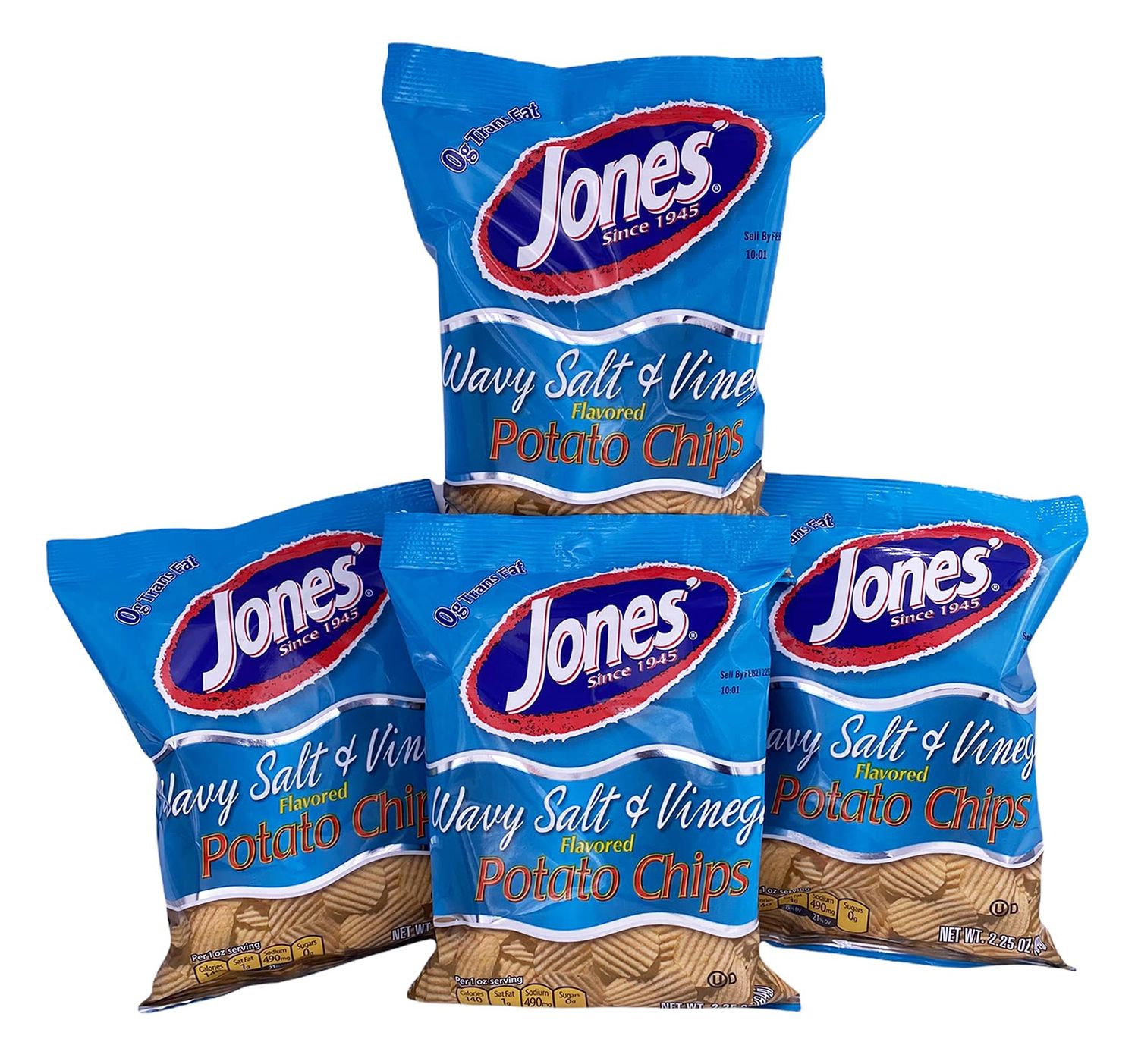 Jones&#39; Potato Chips, 2.25 oz (Wavy Salt Vinegar) Pack of 4