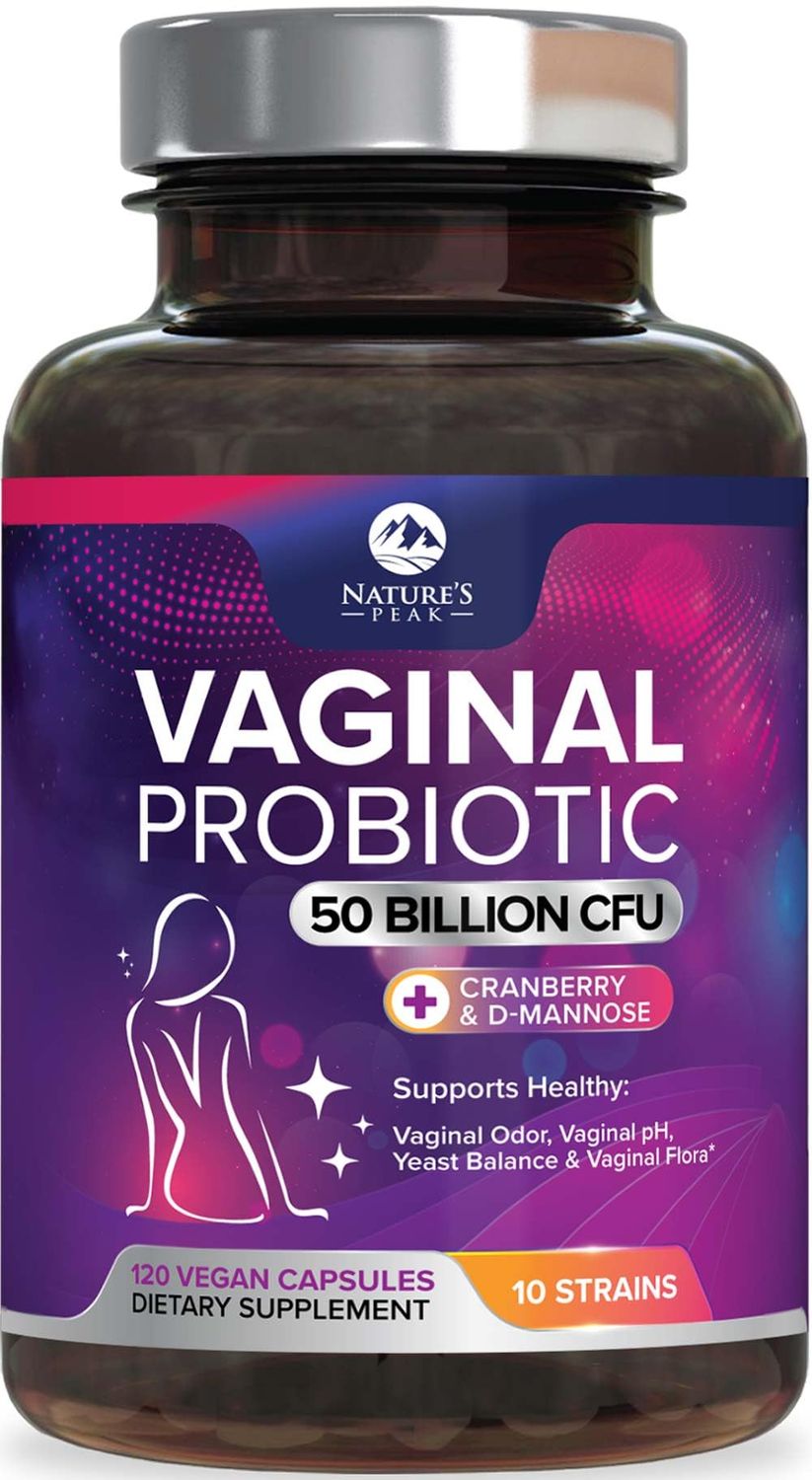 Vaginal Probiotics for Women pH Balance with Prebiotics, 50 Billion CFU, 10 Probiotic Strains, Cranberry, D-Mannose XOS - Healthy Vaginal Odor Flora, UT Feminine Digestive Health - 120 Capsules