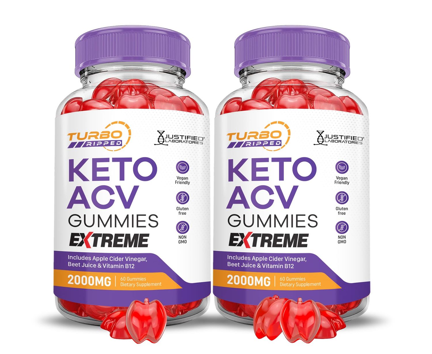 (2 Pack) Turbo Ripped Keto ACV Gummies Extreme 2000MG Turbo Ripped Keto Gummies Apple Cider Vinegar Formulated with Pomegranate Beet Juice Powder B12 Vegan Non GMO 120 Gummys