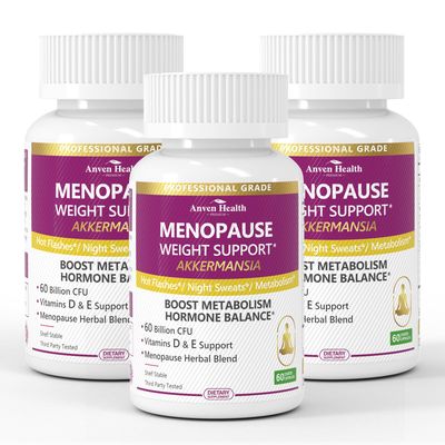 Anven Health Akkermansia Probiotic for Menopause - 60 Billion CFU for Gut Health, Metabolism Hormonal Balance with Herbal Support, Calcium, Prebiotic, Vitamin D E 180 Capsules