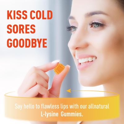 L-Lysine Gummies 1000 mg, Cold Sore Supplement with Immune Support for Lips Oral, Chewable L Lysine Gummies for Adults Kids, Boost Immune Collagen, Non-GMO, Vegan, Gluten Free - 120 Counts