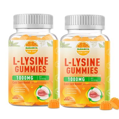 L-Lysine Gummies 1000 mg, Cold Sore Supplement with Immune Support for Lips Oral, Chewable L Lysine Gummies for Adults Kids, Boost Immune Collagen, Non-GMO, Vegan, Gluten Free - 120 Counts