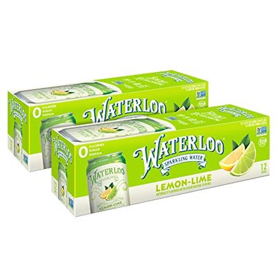 Waterloo Sparkling Water, Lemon-Lime Naturally Flavored, Pack of 24, 12 Fl Oz Cans Zero Calories, Sugar or Artificial Sweeteners, Sodium