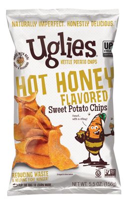 UGLIES Hot Honey Sweet Potato Kettle-Cooked Potato Chips, Gluten-Free Snacks, Kosher-Friendly, Non-GMO Chips, Snacks for Kids or Office, 5.5 Oz. Bags, Pack of 4
