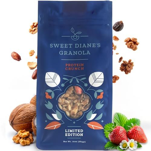 Sweet Diane s Granola - Standard Size (12 oz): Organic, Low-Sugar, High-Fiber, Gluten-Free, Vegan, Delicious Breakfast and Snack Topper (Classic Size, Protein Crunch)