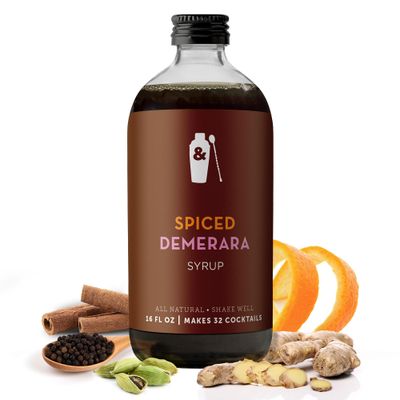 Shaker Spoon Spiced Demerara Cocktail Syrup, 16oz Ginger, Cinnamon Vanilla Flavored Syrups for Drinks, Coffee Syrup, Vegan Cocktail Mixers, Lattes, Teas, Mocktails, Non Alcoholic Drinks