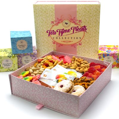Mothers Day Gift for Mom - Premium Box with Sweet, Savory Nuts, Tarts, Cookies, Crackers, Herbal Tea, Candy - Birthday Gift for Women, Adults, Basket for Anniversary, Thank You, Get Well, Sympathy