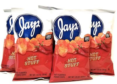 Jay&#39;s Hot Stuff 25 Pack 1.25 oz Hot Flavored Potato Chip Pack