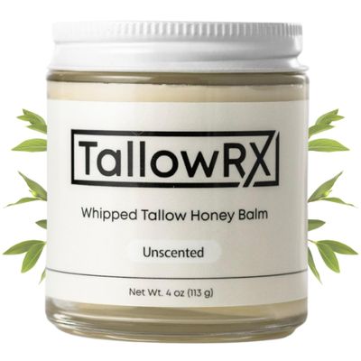 100 Grass-Fed Beef Tallow for Skin - Whipped Tallow Honey Balm, Pure Organic Moisturizer for Face Body with Manuka Honey, Jojoba Calendula - Deep Hydration Soothing (4 oz, Unscented)