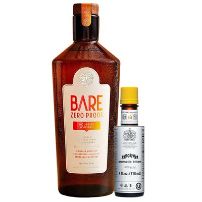 Bare Zero Proof Non-Alcoholic Bourbon Whiskey Bundle with Angostura Bitters 4oz (Old Fashioned) - Premium Zero-Proof Liquor Spirits for a Refreshing Experience
