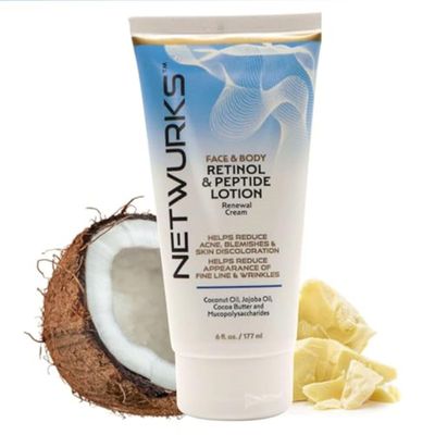 NetWurks Retinol Peptide Lotion, Renewal Night Cream for Face Body to Help Reduce Blemishes Appearance of Fine Lines Wrinkles, 6 Fl Oz