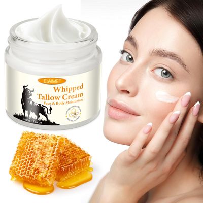 Beef Tallow for Skin, Moisturizer Cream for Skin Care, Nourishing and Hydrating Skin, Tallow and Honey Balm, Natural Lotion Whipped Beef Tallow Cream for Face Body Sensitive, Cracked, Dry Skin