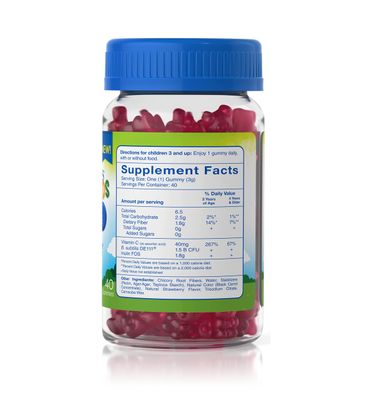 TruBiotics Probiotics for Kids with Prebiotics Vitamin C, Sugar-Free Gummies for Digestive Immune Health Support, Chewable Kids Probiotic Supplement, Natural Strawberry Flavor, 40 Gummies