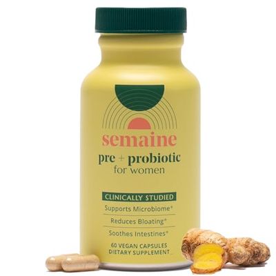 Semaine Super Powered Prebiotic Probiotic for Women, Effective 3-in-1 Multi-Action Formula to Nourish Gut Health, Soothe IBS, Support Bloat Relief Immunity Boost, Clinically-Studied (60 ct)