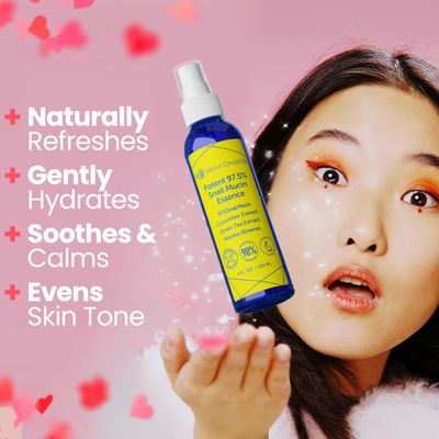 SeoulCeuticals Korean Face Mist 97.5 Snail Mucin Essence - K Beauty Skincare Facial Spray - Cucumber Extract Marine Minerals Green Tea Aloe 4oz
