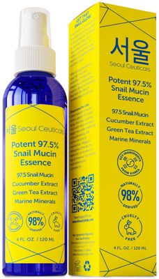 SeoulCeuticals Korean Face Mist 97.5 Snail Mucin Essence - K Beauty Skincare Facial Spray - Cucumber Extract Marine Minerals Green Tea Aloe 4oz