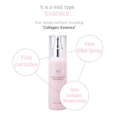 LAVIEN Micro Collagen Mist Essence - Hydrating Facial Spray with Collagen, Niacinamide, Ceramide NP Elastin - Skincare Spray for Redness Smooth Skin - Suitable for All Skin Types - 3.38 fl. Oz.