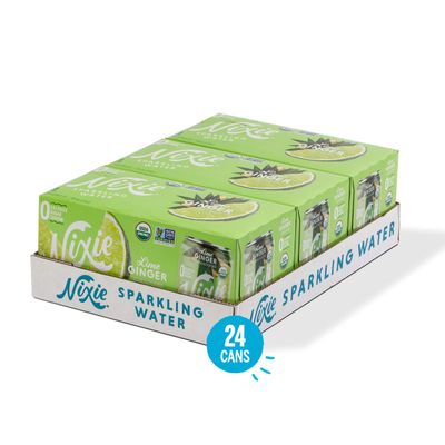 Nixie Sparkling Water, Lime Ginger 12 fl oz cans, 24 pack Organic, Vegan, Non-GMO, Gluten Free, 0 Calories, 0 Sugar, 0 Sodium