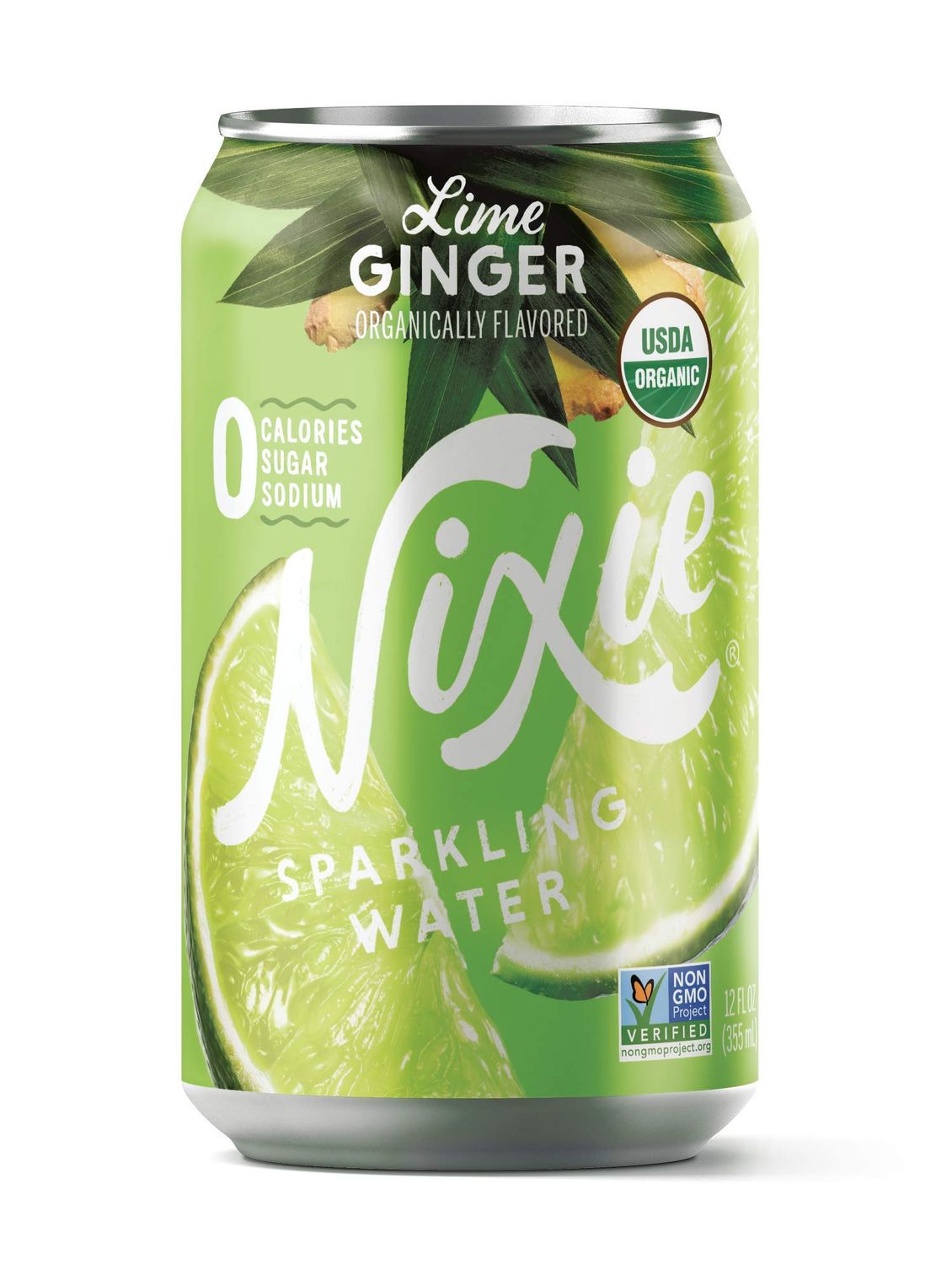Nixie Sparkling Water, Lime Ginger 12 fl oz cans, 24 pack Organic, Vegan, Non-GMO, Gluten Free, 0 Calories, 0 Sugar, 0 Sodium