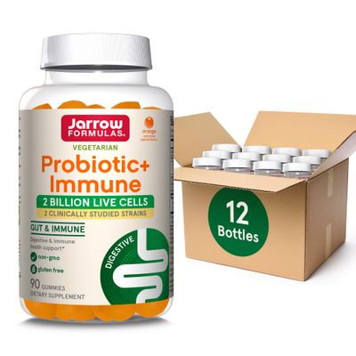 Jarrow Formulas Probiotic Immune Gummies, 2 Billion CFU Supplement for Digestive Health and Immune Support, 90 Orange Flavor Probiotic Gummies, 45 Day Supply,12 Packs