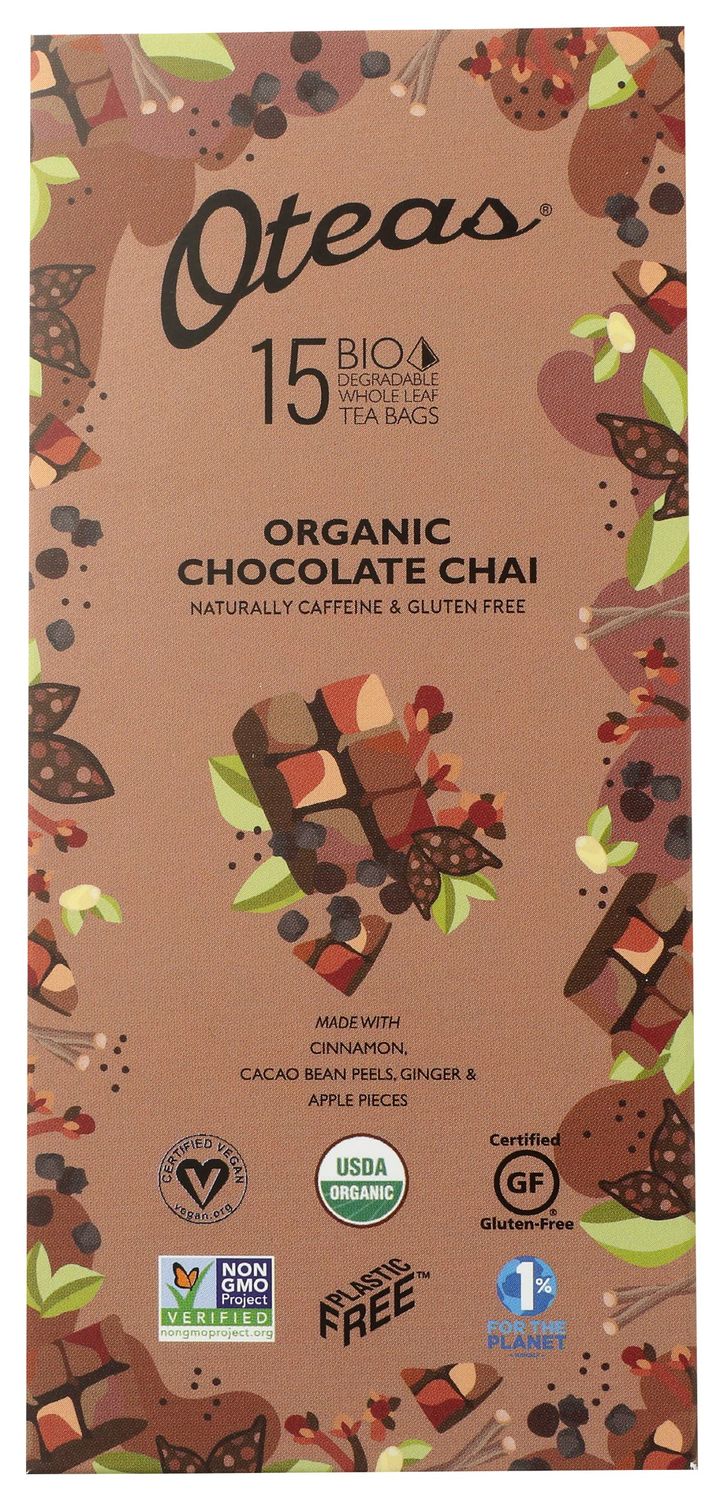 Oteas Organic Chocolate Chai Tea, USDA Certified Organic, Gluten Free Non-GMO, 15 Tea Bags (Pack of 6)