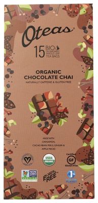 Oteas Organic Chocolate Chai Tea, USDA Certified Organic, Gluten Free Non-GMO, 15 Tea Bags (Pack of 6)