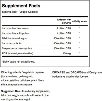 Swanson Probiotic Complex 4.2 Billion CFU 5-Strain Digestive Health Fat Metabolism Satiety Prebiotic FOS Complex Supplement 120 Veggie DRcaps