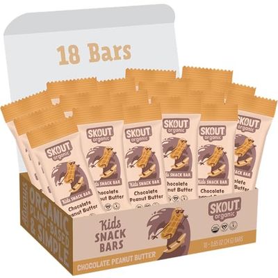Skout Organic Chocolate Peanut Butter Kids Snack Bars (18 Pack) Organic Kids Snack Bars School Snacks Lunch Snacks No Refined Sugar Vegan Paleo Gluten, Dairy, Grain Free
