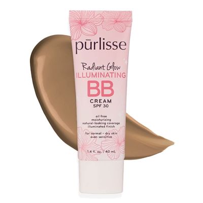 p rlisse Radiant Glow Illuminating BB Cream with SPF 30 - Glow BB Cream Enriched with Goji Hawthorn Berry for Dewy Skin - Helps to Improve Skin Texture Radiance - Tan Deep (1.4 oz)