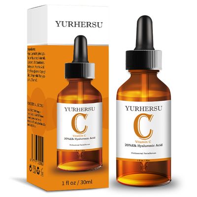 YURHERSU Vitamin C Face Serum, Hyaluronic Acid Facial Essence, Long Lasting Moisturizing, Anti-aging, Antioxidant Quickly Absorbed Non-sticky Fine Lines Wrinkles Even Skin Tone For Skin Care-30 ML