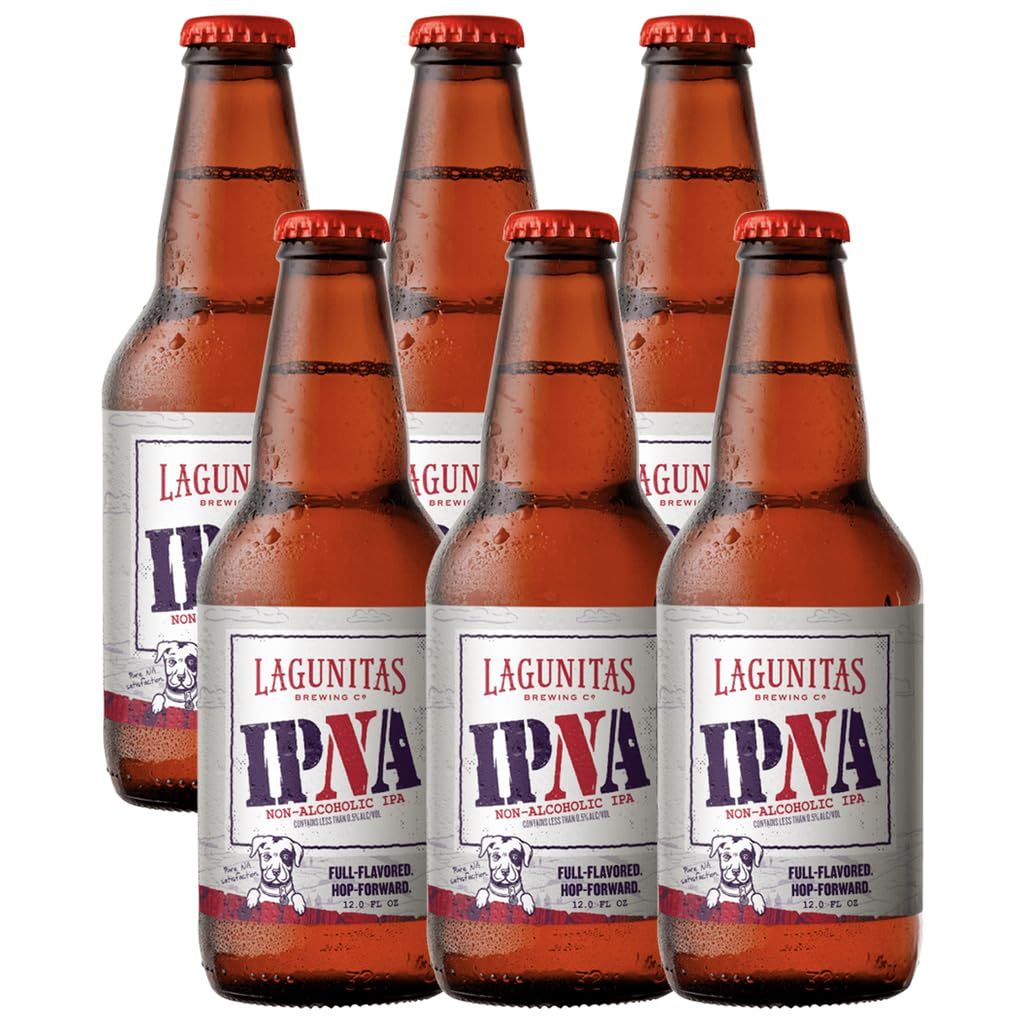[ Pack of 6] Lagunitas IPNA IPA, Non Alcoholic NA, Full Flavored Hop Forward - 12 Fl Oz