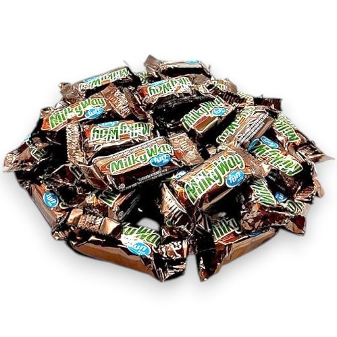 Klub Bulk Fun Size Milky way - 1.5 lbs of Individually Wrapped Chocolate Candy Layered With Fluffy Cookie Dough-Flavored Nougat, Delicious Chewy Caramel, All Coated In Rich Milk Chocolate (24 oz)