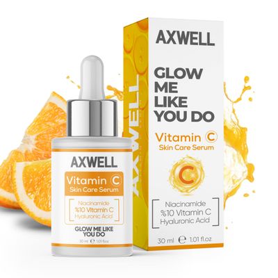 AXWELL Vitamin C Face Serum, Anti Aging Facial Serum Vitamina C, Skin Care, Hyaluronic Acid, Niacinamide, Brightening Serum for Dark Spots, Even Skin Tone, All Skin Type (1.01 fl. oz, 30ml)