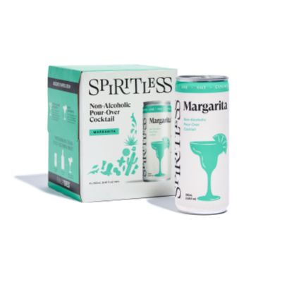 SPIRITLESS Margarita, Non-Alcoholic Pour-Over Cans, Ready to Drink or Mocktail Cocktail Mixer, Vegan, 80 Calories, 8.45 Fl Oz Cans (4 Pack)