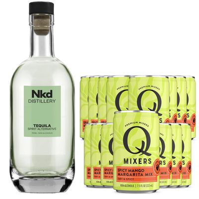 Nkd Distillery Tequila Alternative Premium Non-Alcoholic Spirit - Zero Alcohol - With Q Mixers Spicy Mango Margarita [ 15 Pack ]