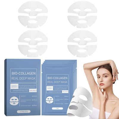 Deep Collagen Anti Wrinkle Lifting Mask,Collagen Mask,Skinqueen Bio Collagen Face Mask, Pure Collagen Films Korean Deep Hydrating Firming Overnight Hydrogel Mask (4pcsBox)