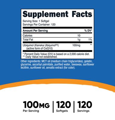 Nutricost Ubiquinol Softgels (120 Softgels 100 mg Per Serving) - Superior Absorption Antioxidant Active Form of CoQ10 - Gluten Free, Non-GMO