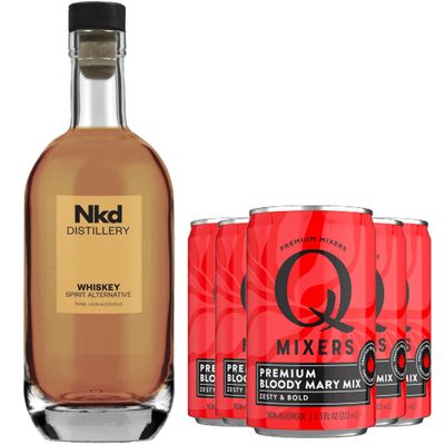 Nkd Distillery Whiskey Alternative Premium Non-Alcoholic Spirit - Zero Alcohol - With Q Mixers Bloody Mary [ 5 Pack ]