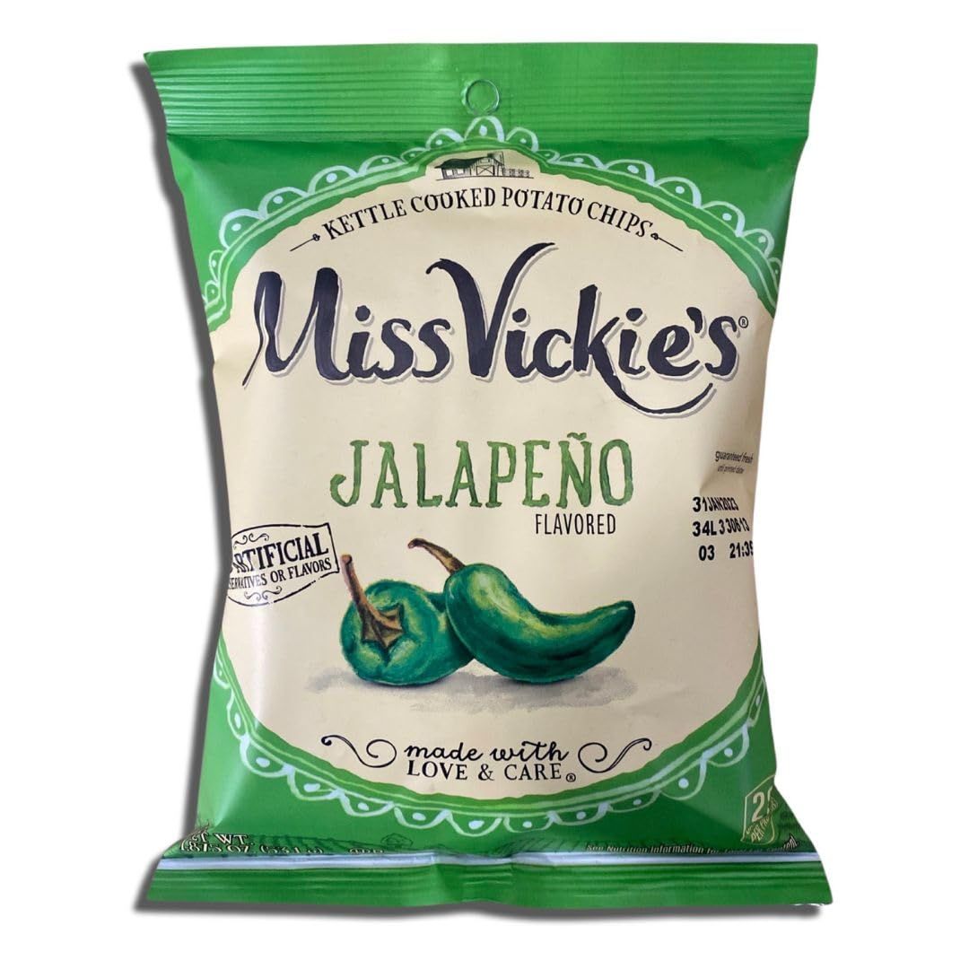 The Snack Store Bundle Miss Vickie&#39;s Jalape o Kettle Cooked Potato Chips, Pack of 8 (1.875 Oz oz Bags)