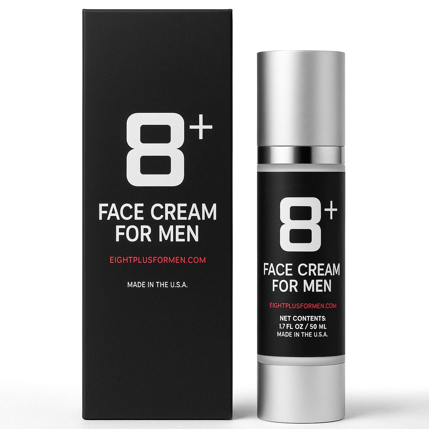 8 Face Moisturizer for Men Anti Aging Cream with 8 Active Ingredients for Dry Skin, Puffiness, Dark Circles Fast Absorbing Made in USA 1.7oz