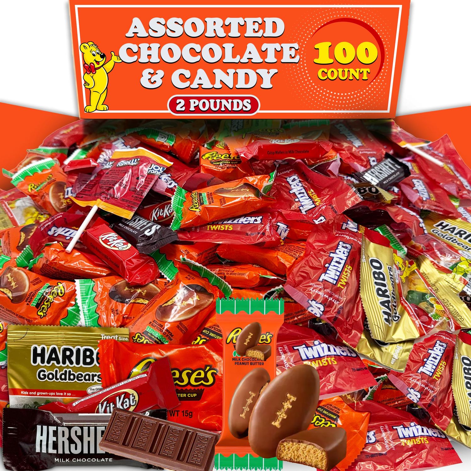 Bulk Chocolate Candy Mix, 2 Lbs Variety Pack with Assortment of Chocolates and Individually Wrapped Candy Bars Variety Pack, Chocolate Candy Pack For Gifts, Office Dish, Parties