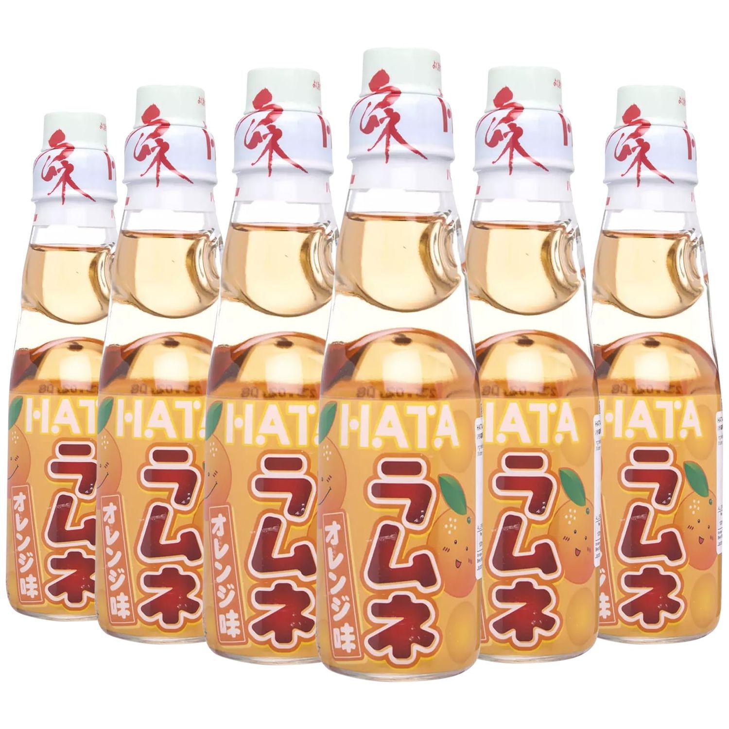 Fusion Select Ramune Japanese Soda - Classic Carbonated Japanese Drinks - Fizzy Ramune Soda Drink from Japan in Codd-Neck Bottles with Marble Stoppers - 6.76 oz, 6-Pack (6Bottle- Orange)