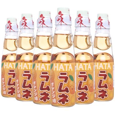 Fusion Select Ramune Japanese Soda - Classic Carbonated Japanese Drinks - Fizzy Ramune Soda Drink from Japan in Codd-Neck Bottles with Marble Stoppers - 6.76 oz, 6-Pack (6Bottle- Orange)