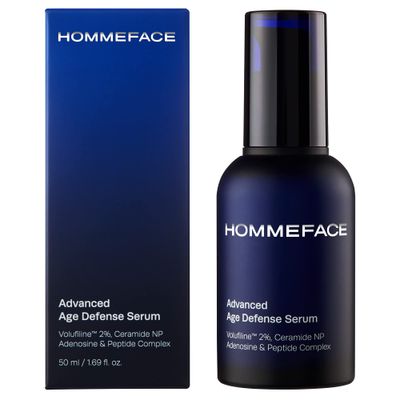 HOMMEFACE Advanced Age Defense Anti-Aging Serum for Men with Volufiline 2, Ceramide, Collagen, Hyaluronic Acid Peptides, 1.69 Fl.Oz.