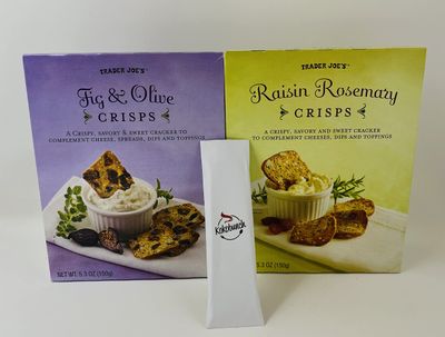 Trader Joes Artisan Crisps Snack Food Variety Bundle Fig And Olive Raisin Rosemary with Kokobunch Kit 2 Pack 5.3oz