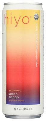 Hiyo Organic Peach Mango Functional Seltzer, 12 FZ